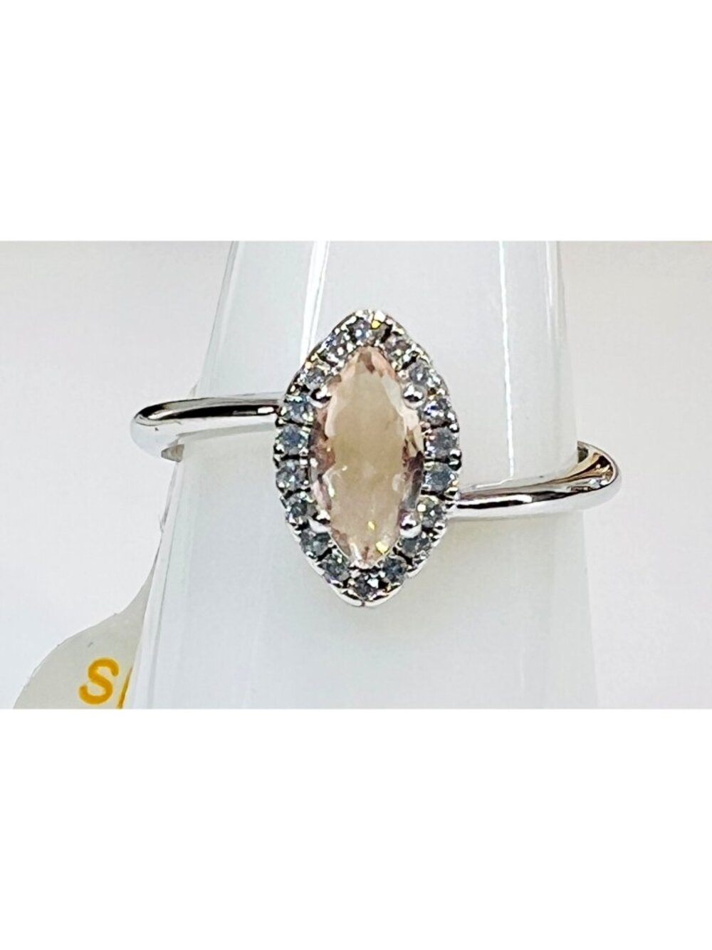 Ring Bomb Party Ring Size 7 petite topaz color stone silver color band